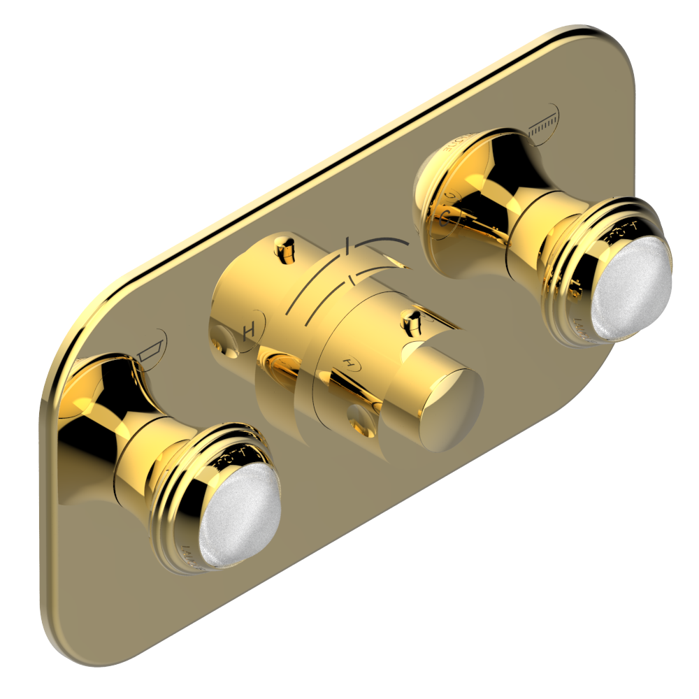 Set de finition THG pour douche thermostatique à encastrer avec deux robinets d'arrêt pour installation horizontale à 2 fonctions - Collection "Papillon" — vue 3