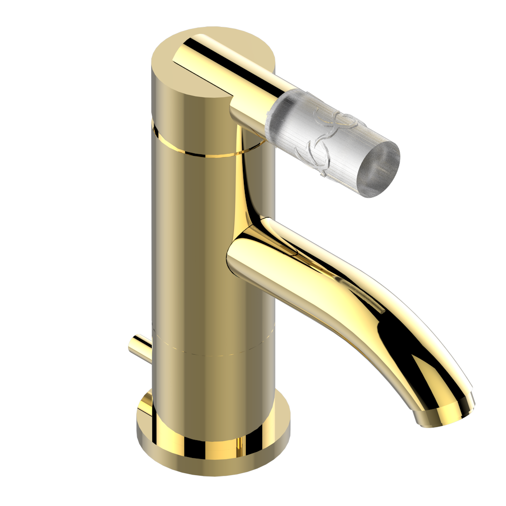 Mitigeur de lavabo monotrou THG 80 avec vidage - Collection "Bambou Cristal Clair"