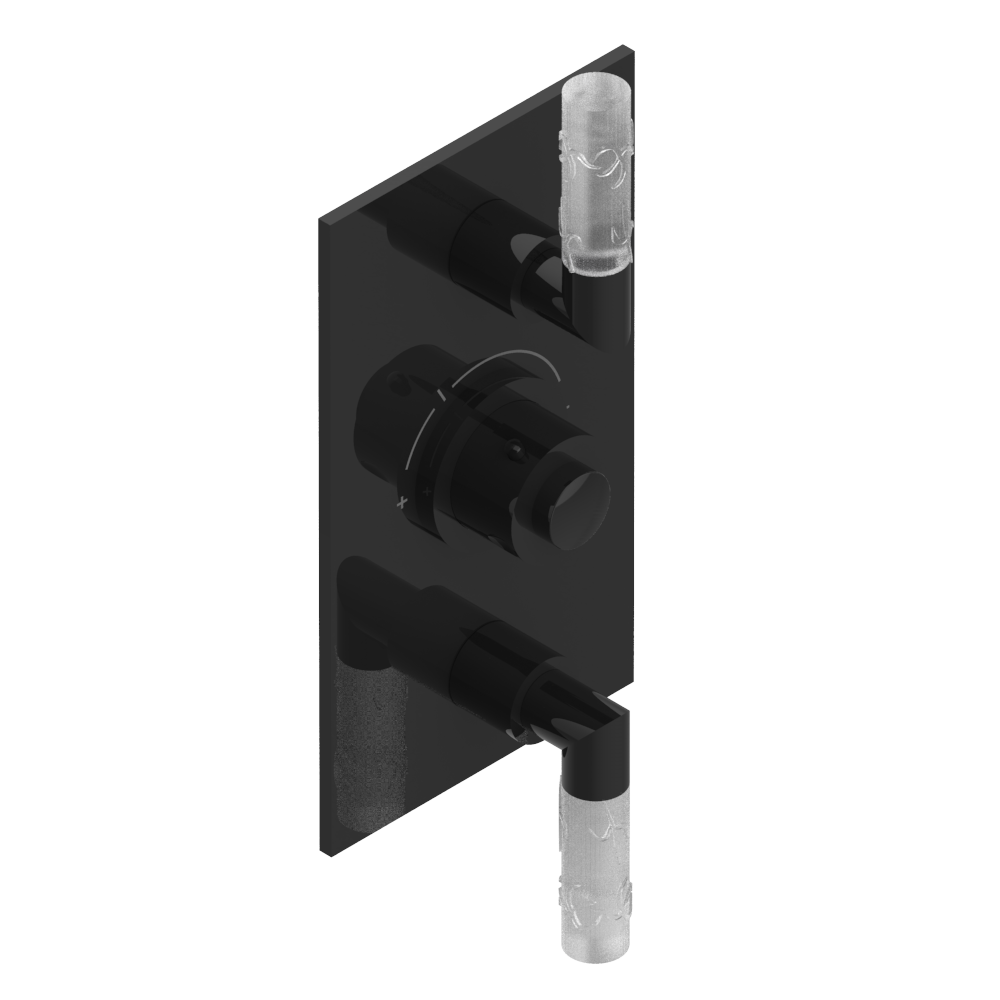 Set de finition THG pour douche thermostatique à encastrer avec deux robinets d'arrêt à 2 fonctions - Collection "Bambou Cristal Clair" — vue 3