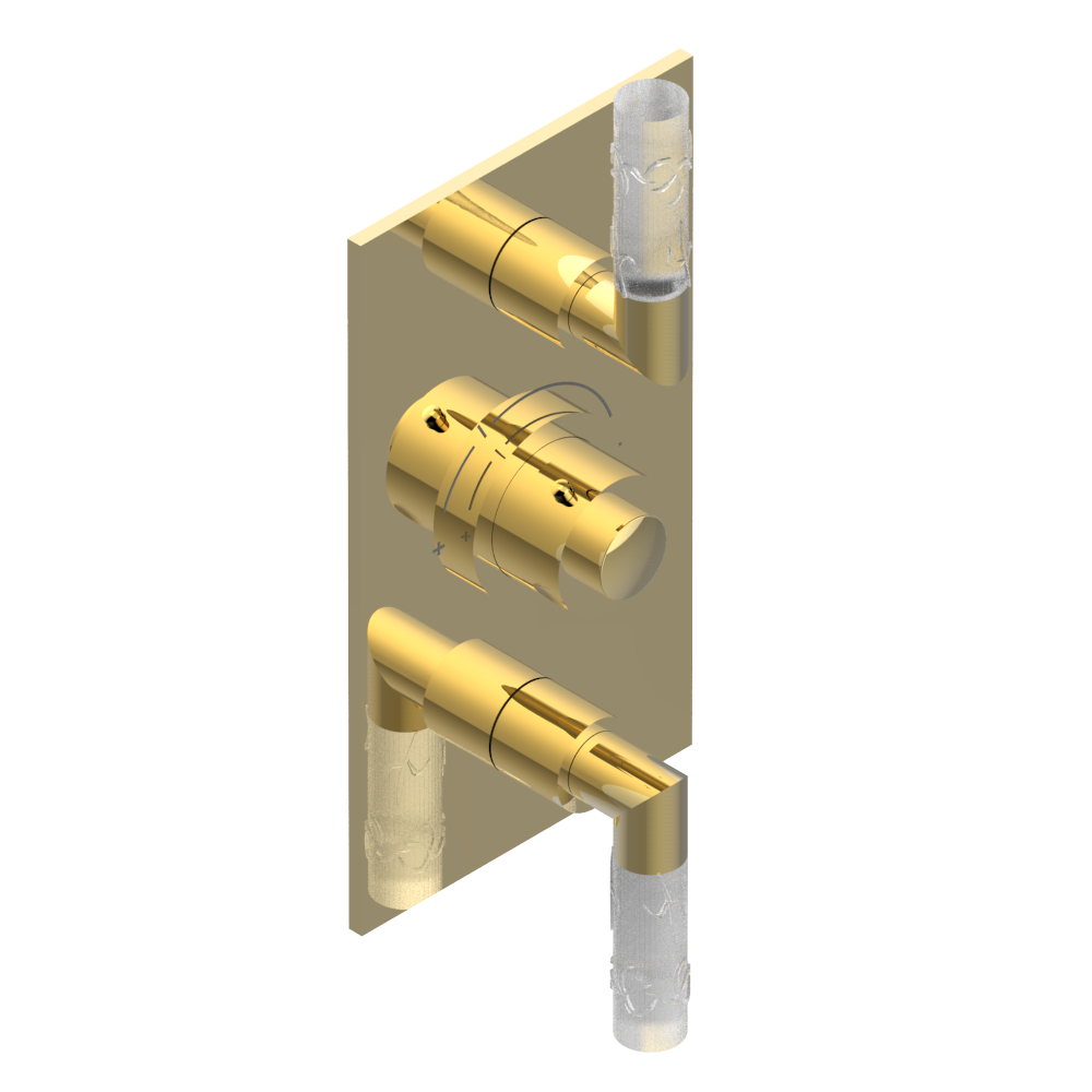 Set de finition THG pour douche thermostatique à encastrer avec deux robinets d'arrêt à 2 fonctions - Collection "Bambou Cristal Clair" — vue 2