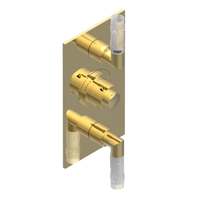 Set de finition THG pour douche thermostatique à encastrer avec deux robinets d'arrêt à 2 fonctions - Collection "Bambou Cristal Clair"