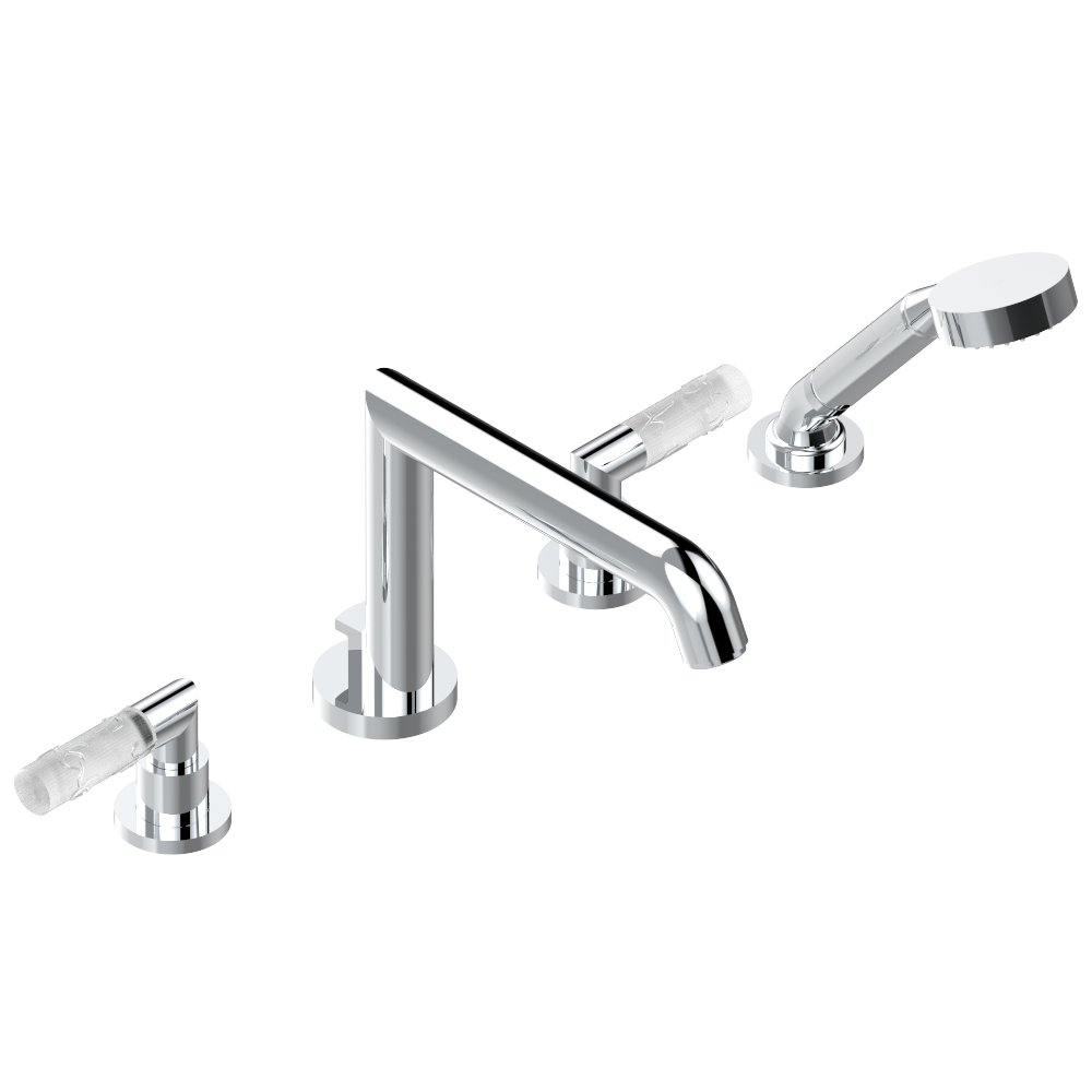 Batteria bordo vasca a due maniglie · THG Paris · Bambou Cristallo trasparente