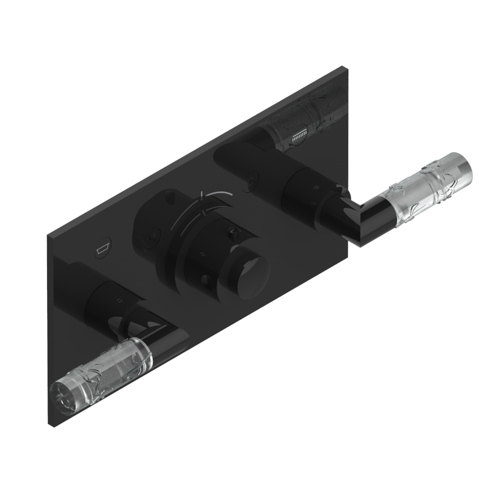 Set de finition THG pour douche thermostatique à encastrer avec deux robinets d'arrêt pour installation horizontale à 2 fonctions - Collection "Bambou Cristal Clair" — vue 3