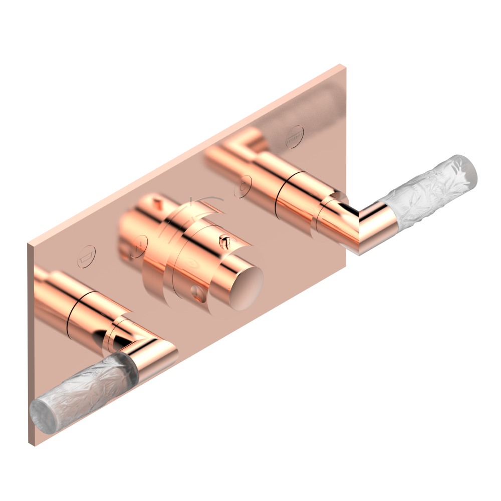 Set de finition THG pour douche thermostatique à encastrer avec deux robinets d'arrêt pour installation horizontale à 2 fonctions - Collection "Bambou Cristal Clair" — vue 4