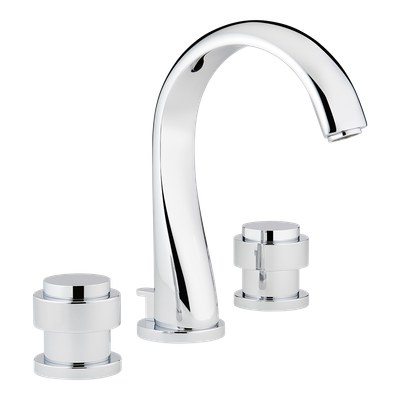 Mitigeur de lavabo 3 trous THG Diplomate avec bonde clic-clac, finition chromée, bec fixe.