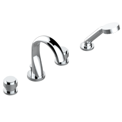 Mélangeur de bain / douche 4 trous THG sur gorge avec bec et douchette - Collection "Diplomate"