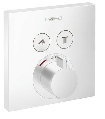 Set de finition pour mitigeur thermostatique encastré Hansgrohe ShowerSelect en blanc mat