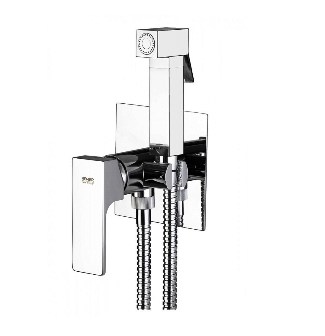 Hygienic WC set with built-in mixer Remer Absolute in chrome-plated brass