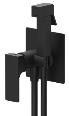 Hygienic WC set with built-in mixer Remer Absolute in matte black brass