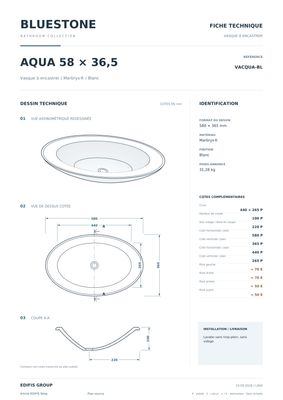 Vasque encastrable Aqua 58 cm