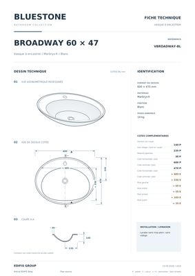 Vasque encastrable Broadway 60 cm
