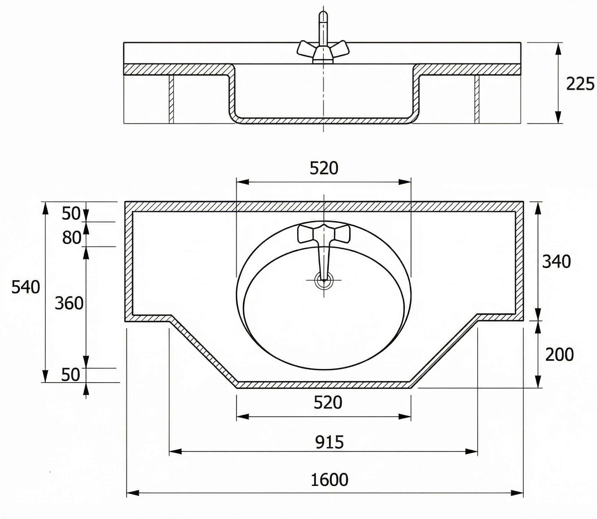 Plan-vasque Diva 160 cm - vue 7