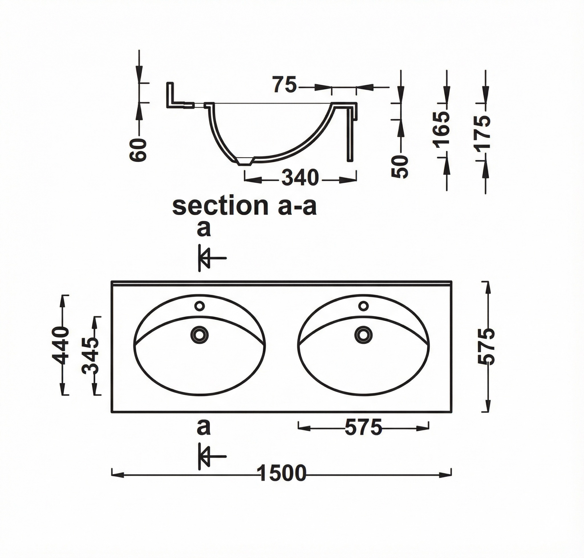 Plan-vasque double Lagune 150 cm - vue 4