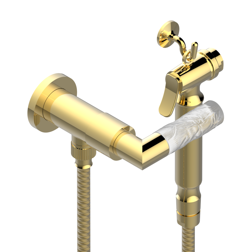 Ensemble hygiénique de WC THG avec robinet d'arrêt - Collection "Bambou Cristal Clair"
