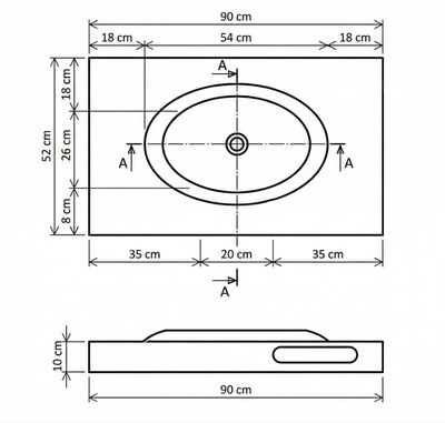 Plan AquaStone 90 cm blanc