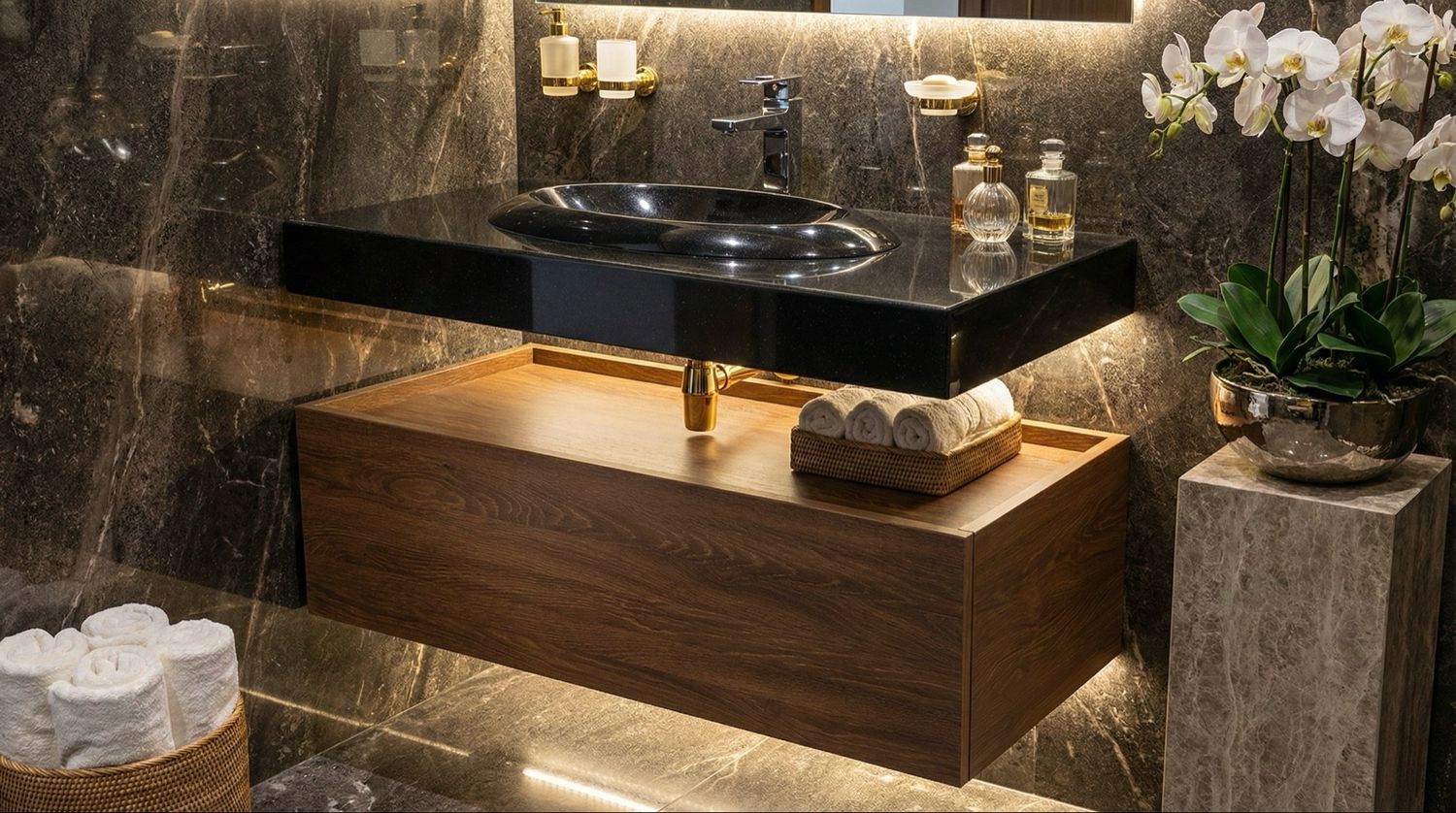 Wall-Mounted Bathroom Vanity 90 cm (without sink)