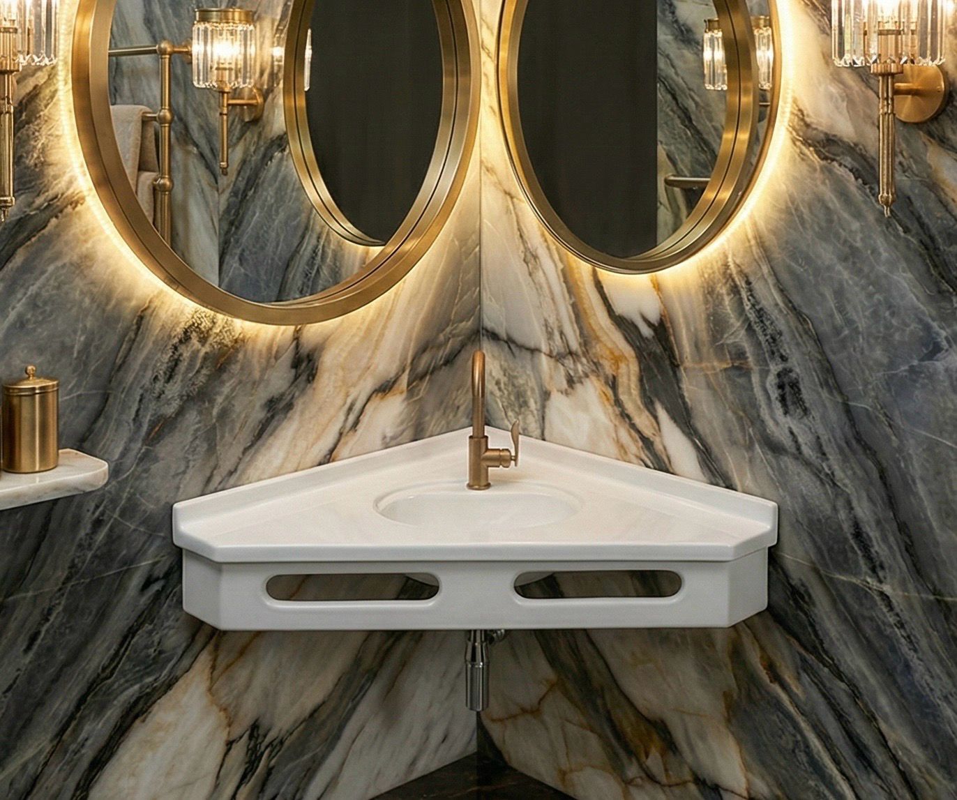 Bermuda 85 cm Corner Washbasin Countertop