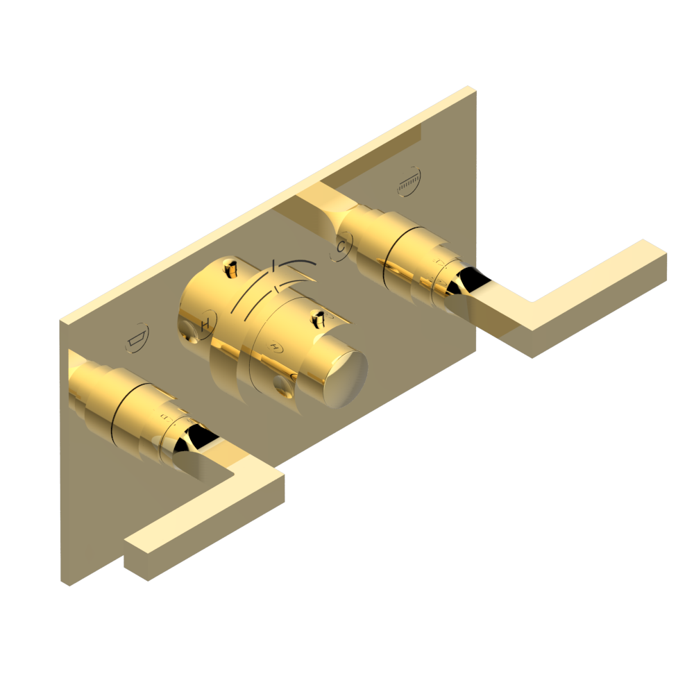 Set de finition THG pour douche thermostatique à encastrer avec deux robinets d'arrêt pour installation horizontale à 2 fonctions - Collection "Beluga à manettes" — vue 3