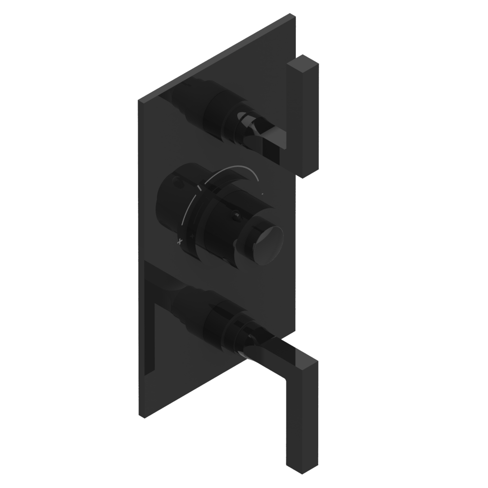 Set de finition THG pour douche thermostatique à encastrer avec deux robinets d'arrêt à 2 fonctions - Collection "Beluga à manettes" — vue 2
