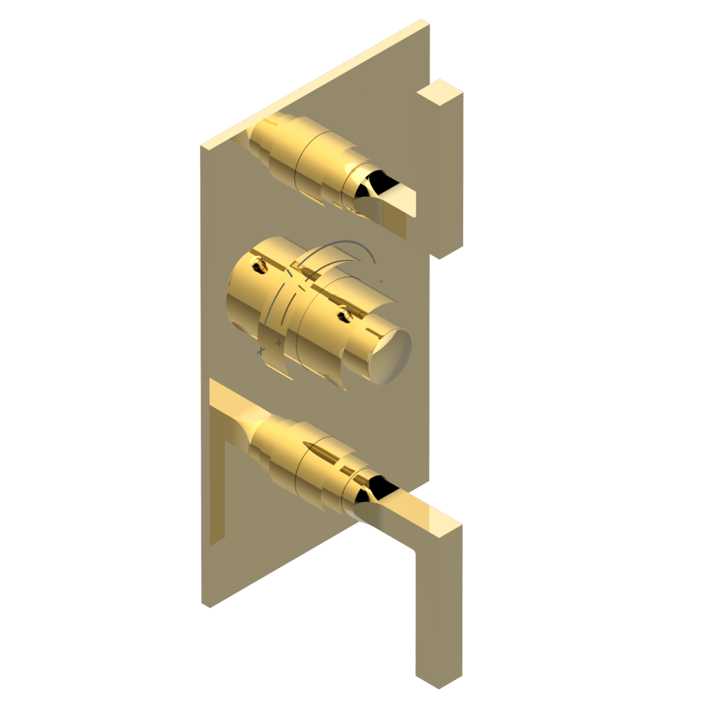 Set de finition THG pour douche thermostatique à encastrer avec deux robinets d'arrêt à 2 fonctions - Collection "Beluga à manettes" — vue 3