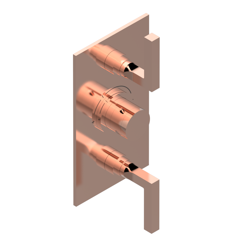 Set de finition THG pour douche thermostatique à encastrer avec deux robinets d'arrêt à 2 fonctions - Collection "Beluga à manettes" — vue 4