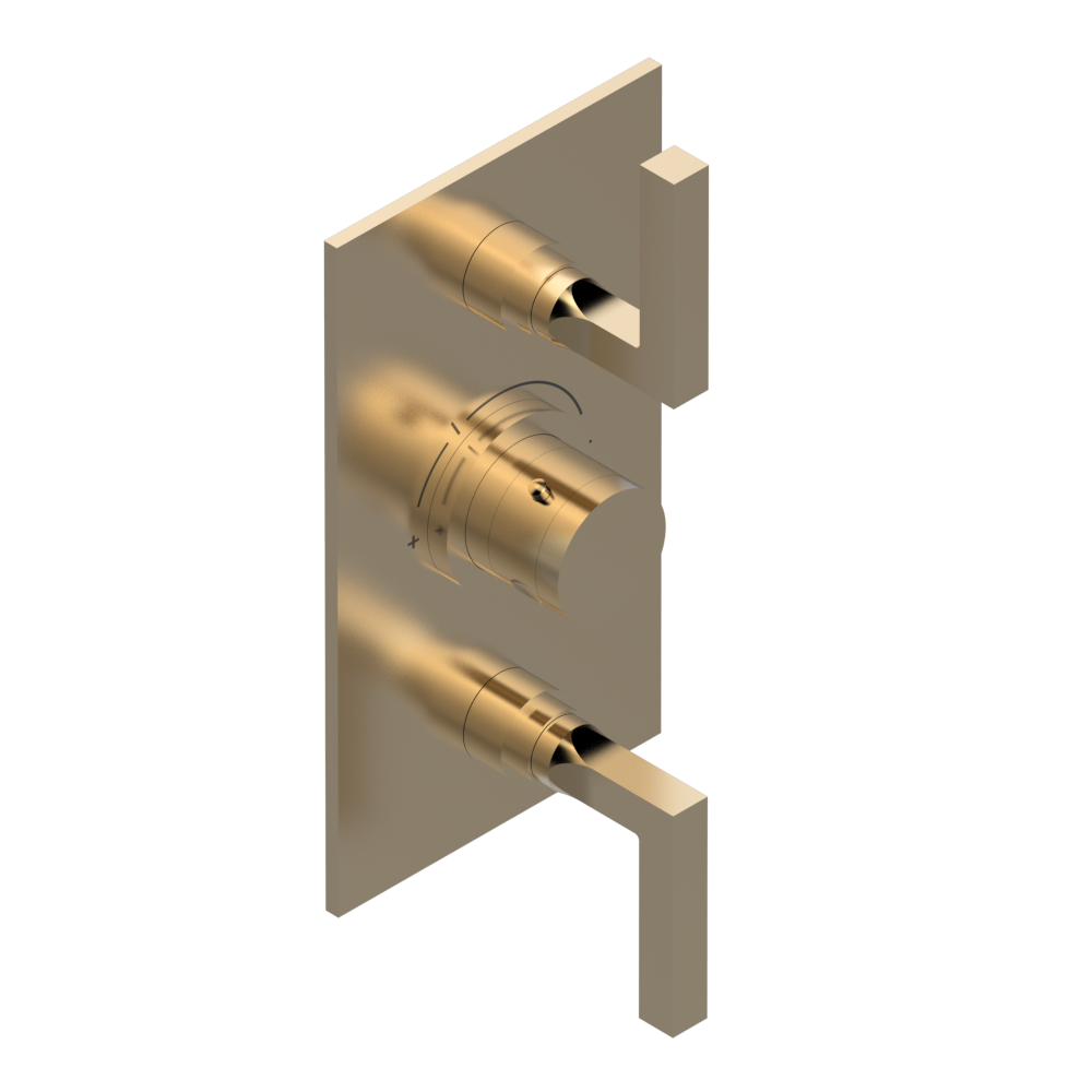 Set de finition THG pour douche thermostatique à encastrer avec deux robinets d'arrêt à 2 fonctions - Collection "Beluga à manettes" — vue 5