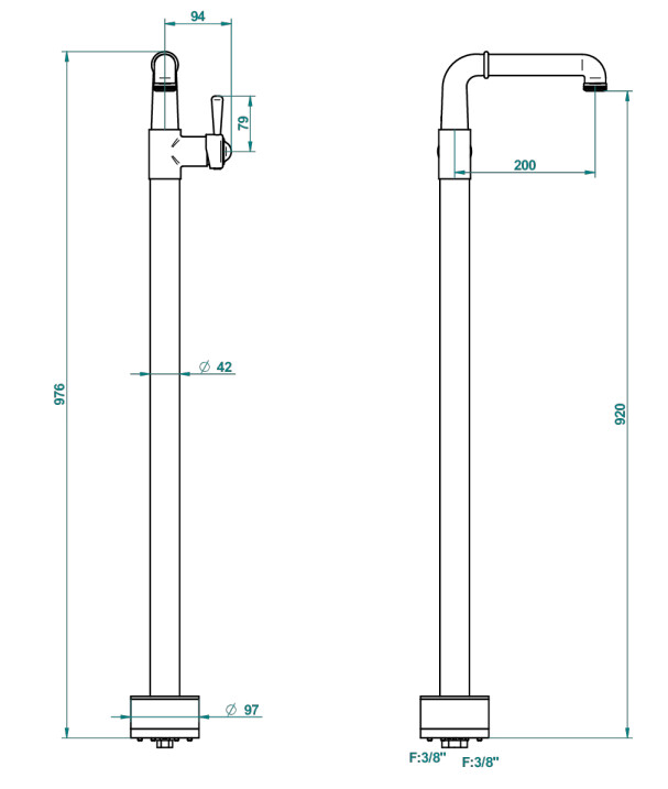 Mitigeur de lavabo THG sur pied et alimentation au sol - Collection "Beaubourg à manettes" — vue 5
