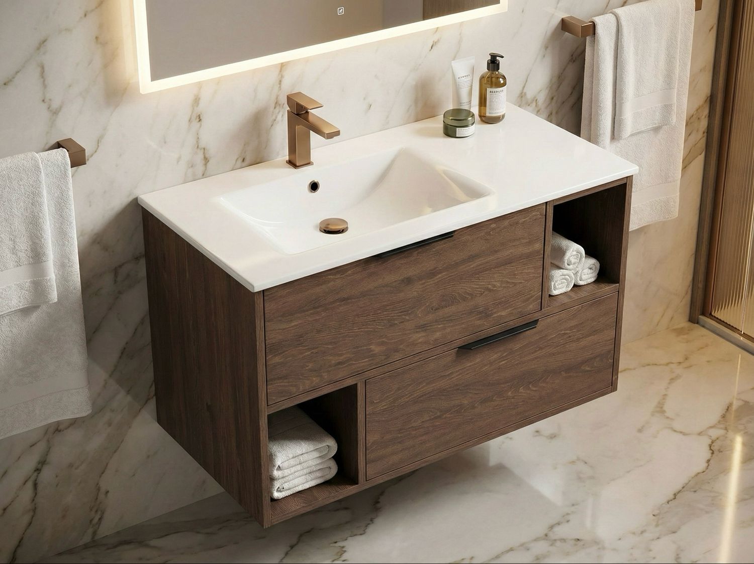 Bathroom Furniture Spazio 100 cm with Two Drawers and Niches (without Basin)