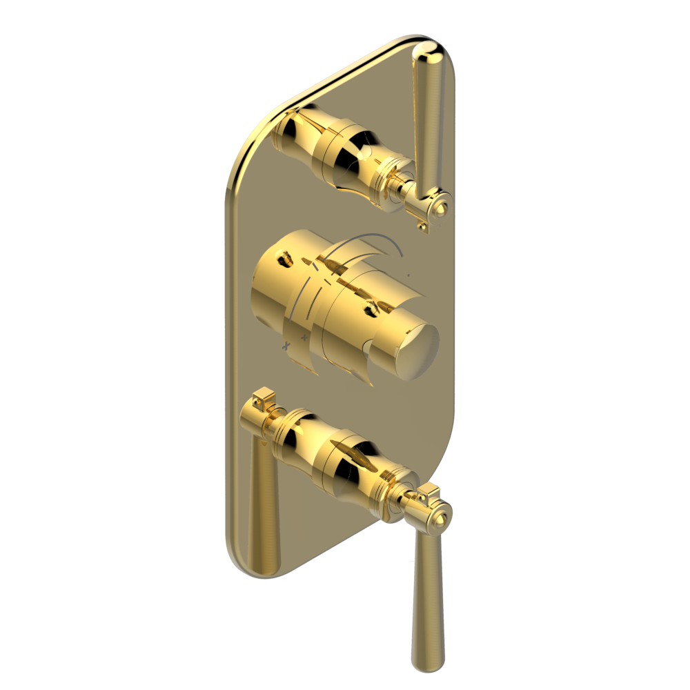 Set de finition THG pour douche thermostatique à encastrer avec deux robinets d'arrêt à 2 fonctions - Collection "Beaubourg à manettes" — vue 2