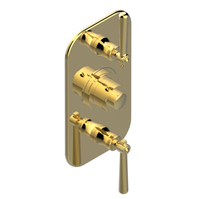 Set de finition THG pour douche thermostatique à encastrer avec deux robinets d'arrêt à 2 fonctions - Collection "Beaubourg à manettes"