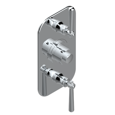 Set de finition THG pour douche thermostatique à encastrer avec deux robinets d'arrêt à 2 fonctions - Collection "Beaubourg à manettes"