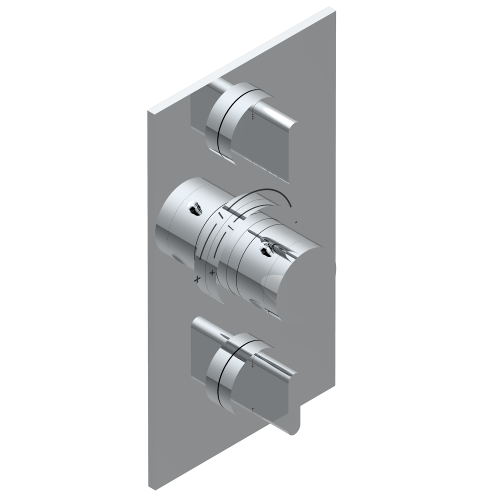 Set de finition THG pour douche thermostatique à encastrer avec deux robinets d'arrêt à 2 fonctions - Collection "Icon-X à manettes" — vue 1