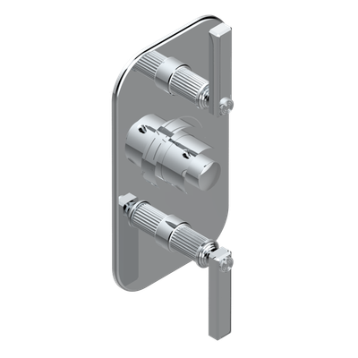 Set de finition THG pour douche thermostatique à encastrer avec deux robinets d'arrêt pour installation verticales à 2 fonctions - Collection "Grand Central"