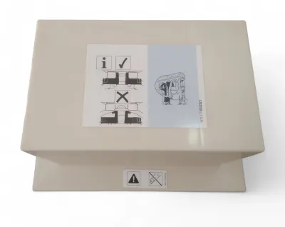 Beige Boîtier de réservation pour réservoir à encastrer Alpha 12 cm with warning labels and instructions.