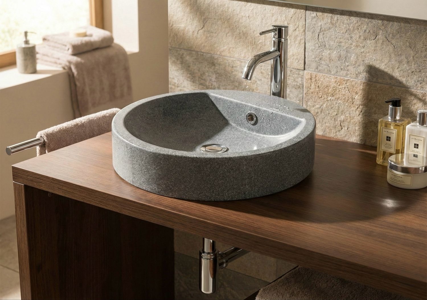Countertop basin Tempo 47 cm grey granite — Product view 2