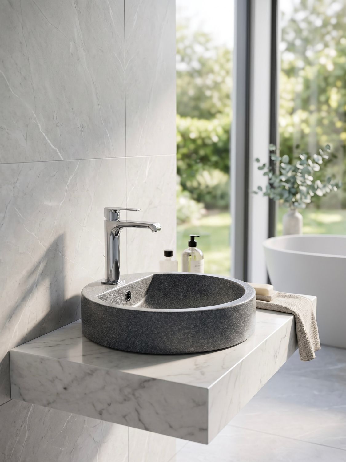 Countertop basin Tempo 47 cm grey granite — Product view 3