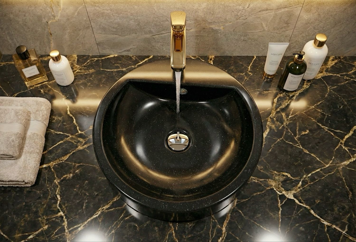 Countertop basin Tempo 47 cm black granite — Product view 3