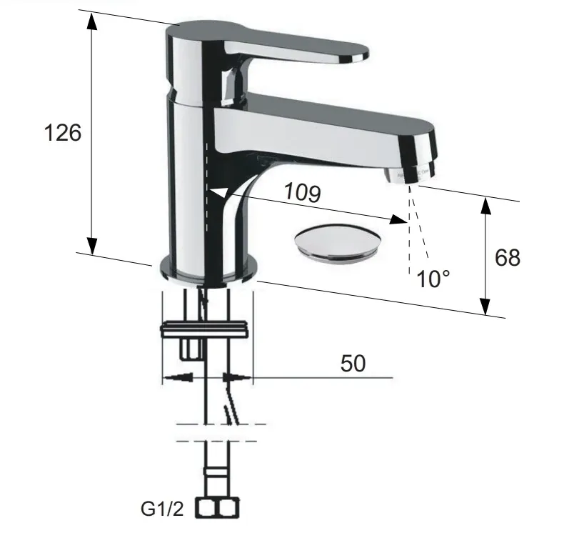 Remer Winner 68 Chrome Basin Mixer with Drain