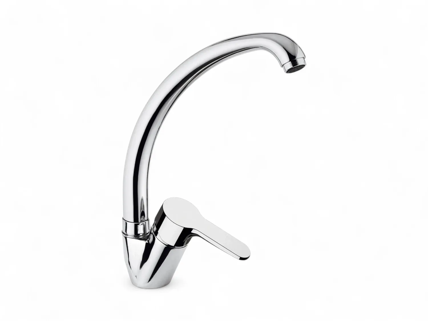 Robinet de cuisine Remer Winner avec bec haut et mobile en laiton chromé et poignée unique.