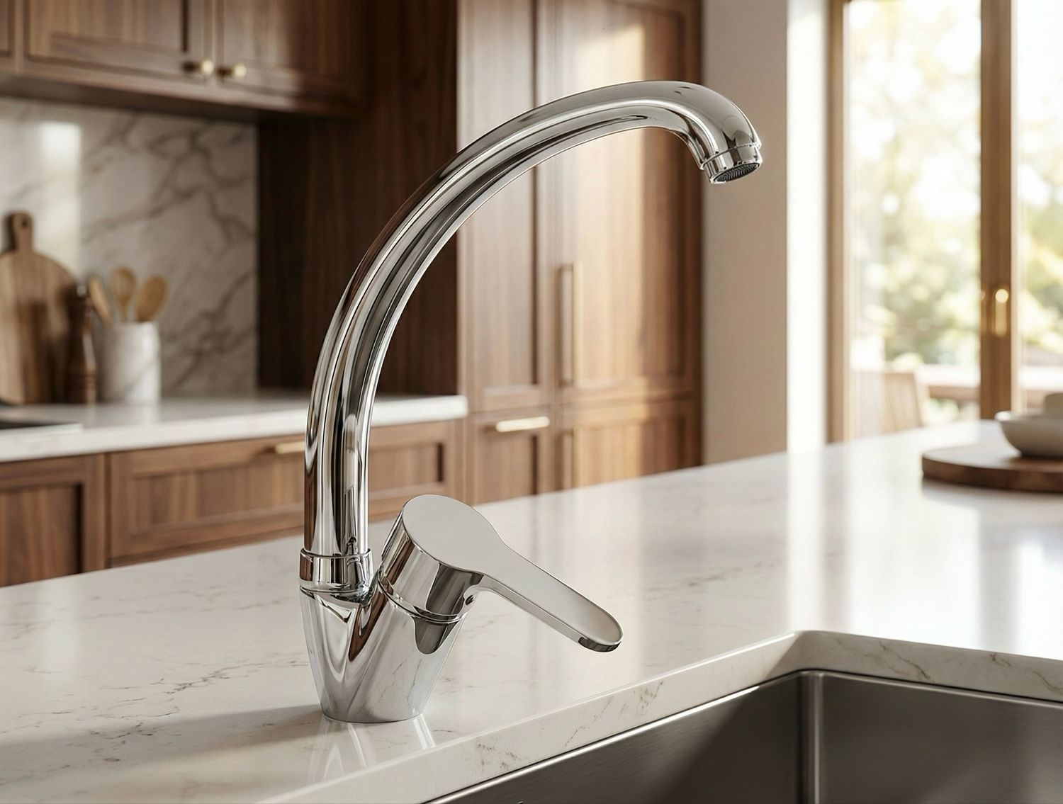 Mitigeur de cuisine Remer Winner avec bec haut mobile en laiton chromé