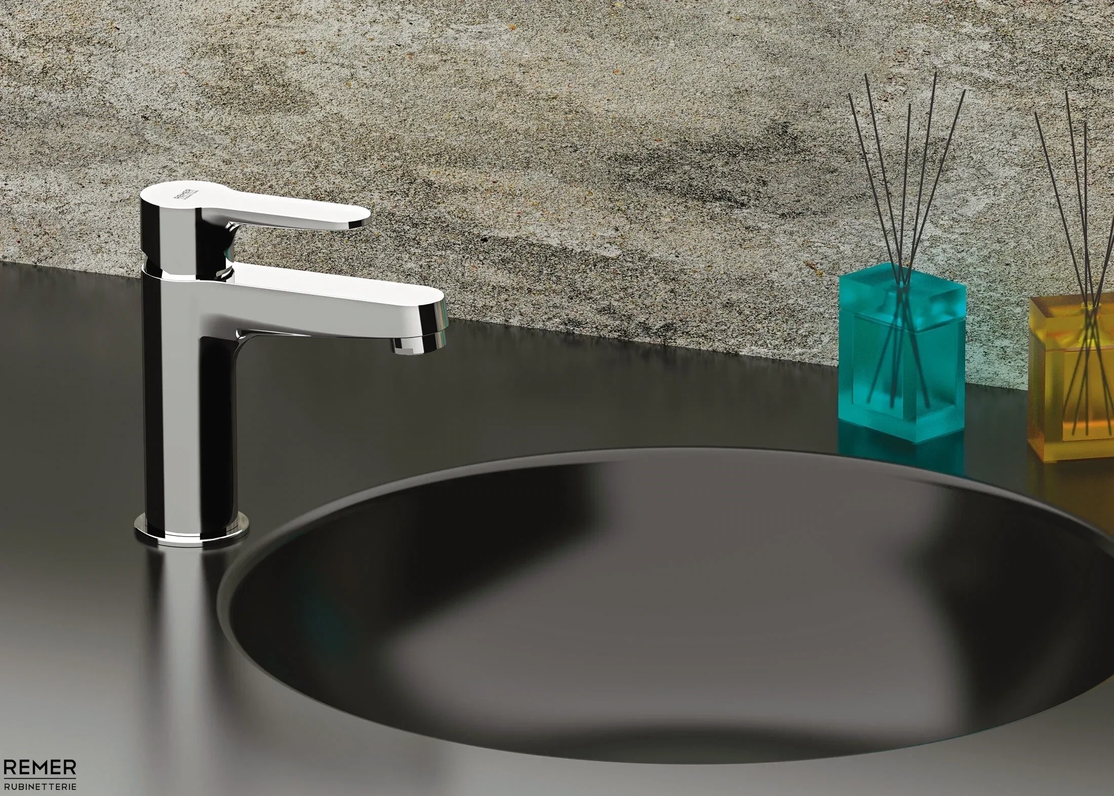 Mitigeur de lavabo Remer Winner 100 en laiton chromé avec tirette et vidage - vue 2