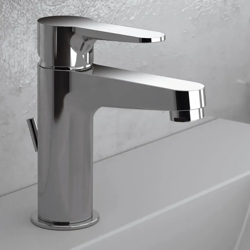 Mitigeur de lavabo Remer Winner 100 en laiton chromé avec tirette et vidage — vue 3
