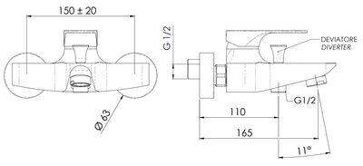 Chrome-Plated Brass Bath/Shower Mixer Remer Classline