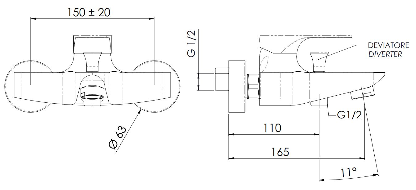 Chrome-Plated Brass Bath/Shower Mixer Remer Classline