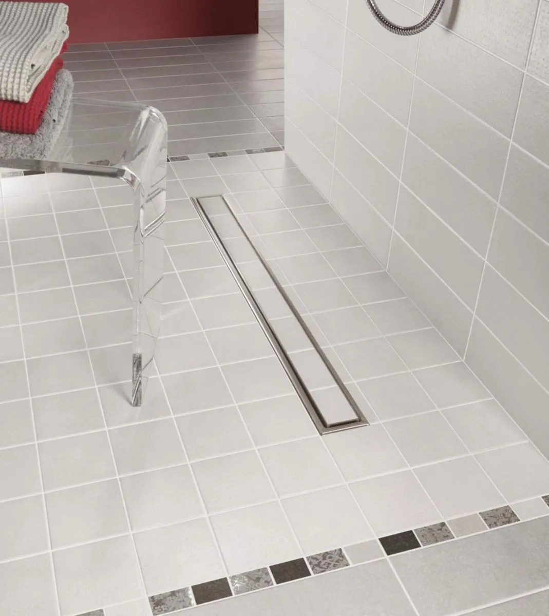 Wirquin Venisio Expert 70 cm Shower Channel with Reversible Grate, Tile-Ready or Brushed Stainless Steel - Drainage Flow Rate 79 L/min