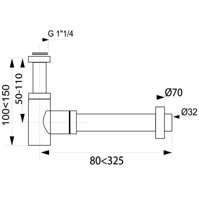 Siphon de lavabo Wirquin Linéis mini en noir mat — vue 3