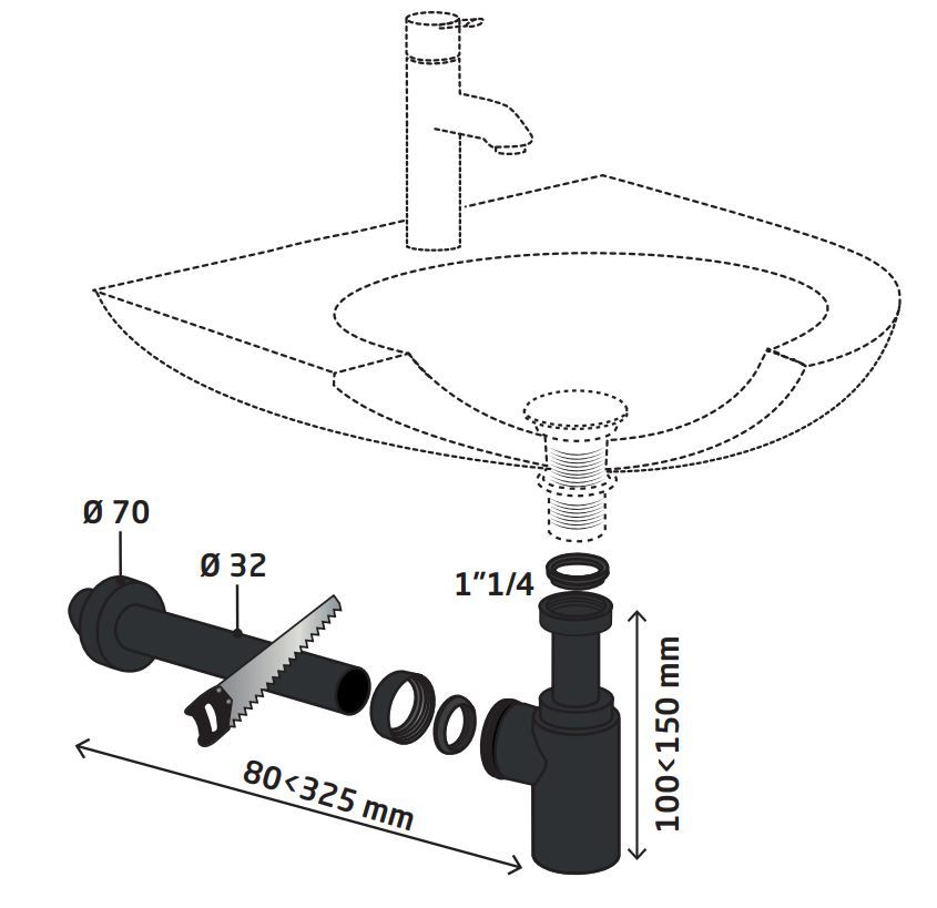 Siphon de lavabo Wirquin Linéis mini en noir mat — vue 4