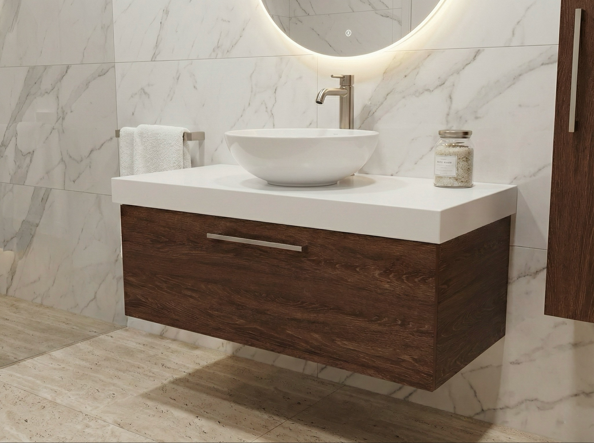 Meuble de salle de bains Stone 90 cm à un tiroir (sans vasque) - vue 5