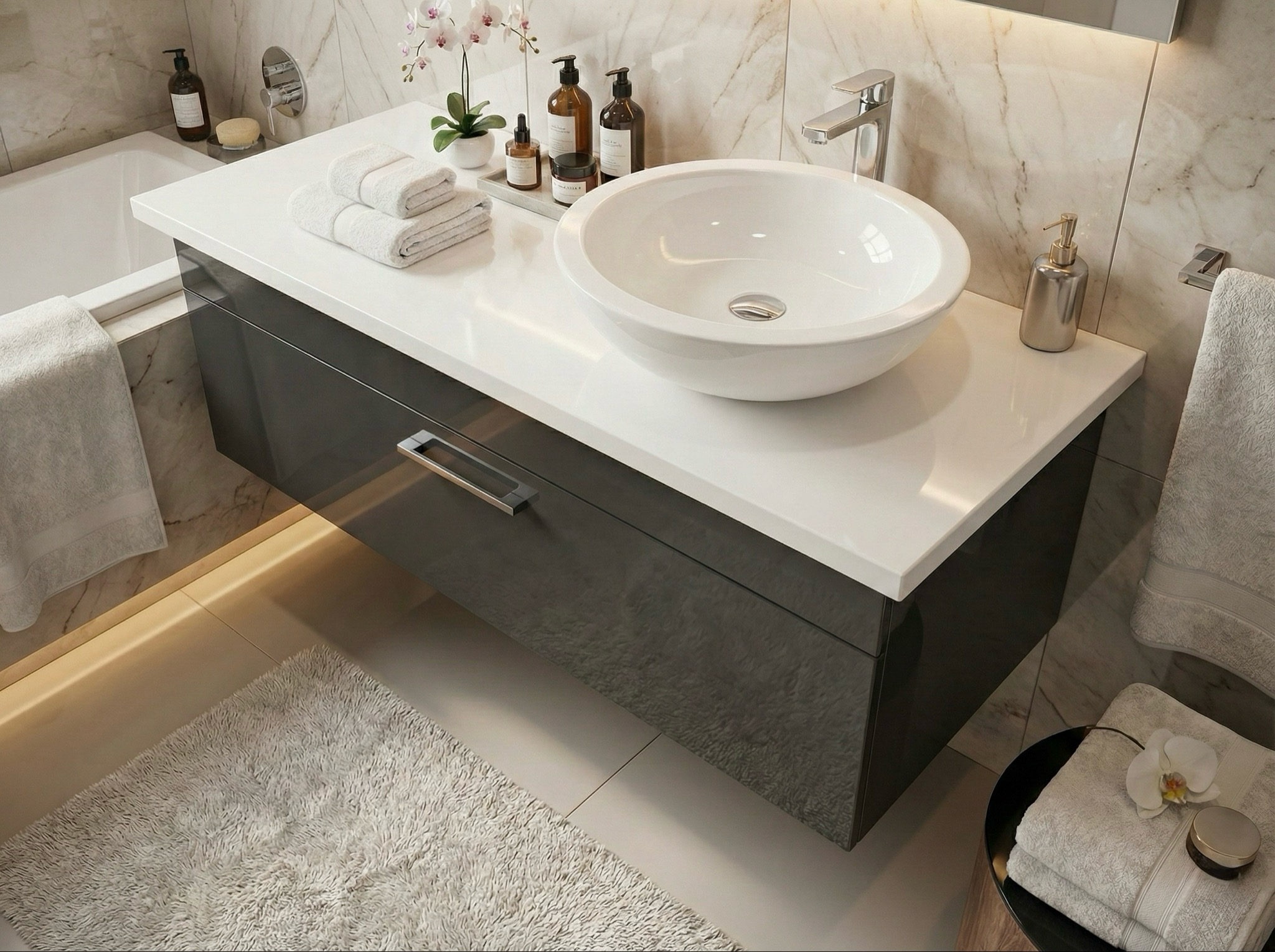 Meuble de salle de bains Stone 120 cm à un tiroir (sans vasque) - vue 5