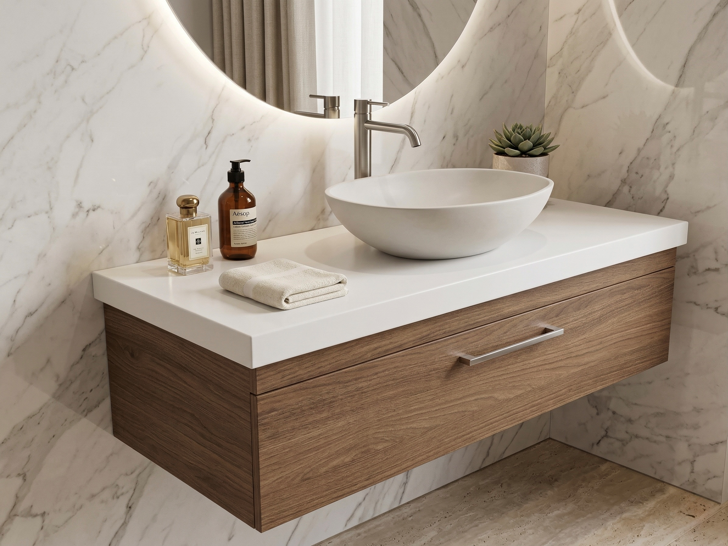 Meuble de salle de bains Stone 120 cm à un tiroir (sans vasque) - vue 3